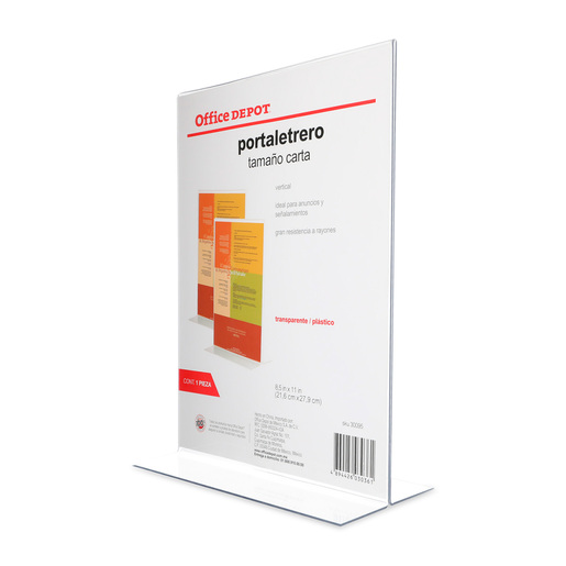 Portaletrero Carta Vertical Office Depot Acrílico 8.5 x 11 pulgadas