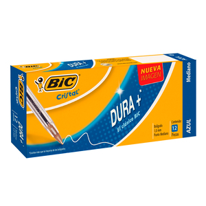 Plumas Bic Cristal Punto Mediano Tinta Azul 12 piezas Plumas Bic Cristal Punto Mediano Tinta Azul 12 piezas