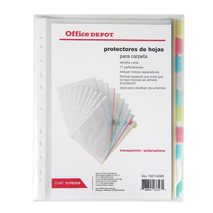 Protectores de Hoja Office Depot Carta 10 piezas Protectores de Hoja Office Depot Carta 10 piezas