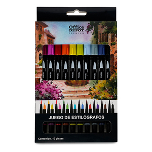 Estilógrafos con Doble Punta Office Depot Premium Colores 10 piezas Estilógrafos con Doble Punta Office Depot Premium Colores 10 piezas
