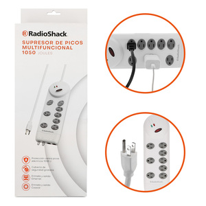 Supresor de Picos Con Protección de Módem RadioShack 8 Salidas Blanco Supresor de Picos Con Protección de Módem RadioShack 8 Salidas Blanco