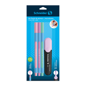 Kit de Plumas con Marcatexto Schneider Colores Pastel 4 piezas Kit de Plumas con Marcatexto Schneider Colores Pastel 4 piezas