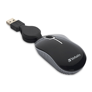 Mini Mouse Óptico Verbatim VB98113 Retráctil USB Negro 