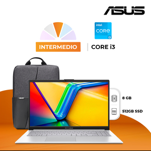 Bundle Laptop Asus Vivobook Go 15 Intel Core i3 15.6 pulgadas 512 GB SSD 8 GB RAM Incluye Mochila ASUS Bundle Laptop Asus Vivobook Go 15 Intel Core i3 15.6 pulgadas 512 GB SSD 8 GB RAM Incluye Mochila ASUS