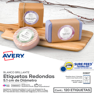 Etiquetas Redondas Avery Blanco Brillante 12 etiquetas Etiquetas Redondas Avery Blanco Brillante 12 etiquetas