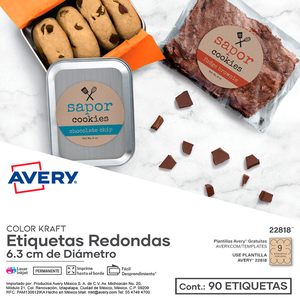 Etiquetas Redondas Avery Kraft 10 hojas Etiquetas Redondas Avery Kraft 10 hojas