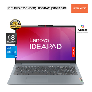 Laptop Lenovo IdeaPad Slim 3 Intel Core i5 15.6 pulgadas 512 GB SSD 8 GB RAM Gris Laptop Lenovo IdeaPad Slim 3 Intel Core i5 15.6 pulgadas 512 GB SSD 8 GB RAM Gris