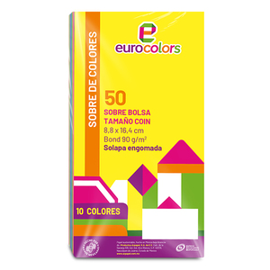 Sobres de Papel Bond Eurocolors Colores 50 piezas Sobres de Papel Bond Eurocolors Colores 50 piezas