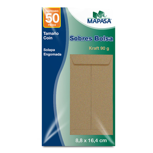 Sobres de Papel Kraft Mapasa Coin 50 piezas Sobres de Papel Kraft Mapasa Coin 50 piezas