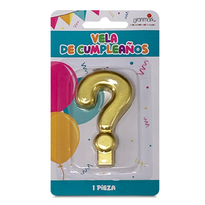 Vela de Cera para Cumpleaños Granmark Signo de Interrogación Oro Vela de Cera para Cumpleaños Granmark Signo de Interrogación Oro