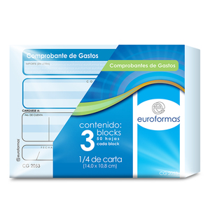 Comprobante de Gastos Euroformas 1/4 de Carta 3 blocks Comprobante de Gastos Euroformas 1/4 de Carta 3 blocks