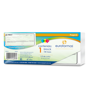 Pagaré en Papel de Seguridad Euroformas 1 block Pagaré en Papel de Seguridad Euroformas 1 block