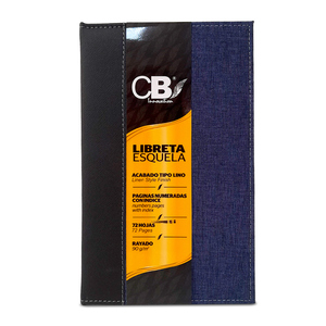 Libreta Ejecutiva Esquela CB Innovation Azul Mezclilla Raya 72 hojas Libreta Ejecutiva Esquela CB Innovation Azul Mezclilla Raya 72 hojas
