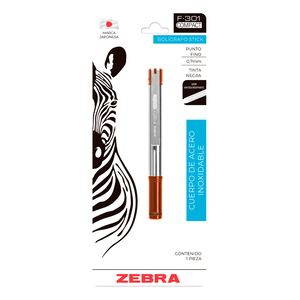 Bolígrafo Stick Zebra F-301 Compact Punto Fino Tinta Negra Bolígrafo Stick Zebra F-301 Compact Punto Fino Tinta Negra