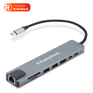 HUB Tipo C Radioshack 8 en 1 Plata  HUB Tipo C Radioshack 8 en 1 Plata