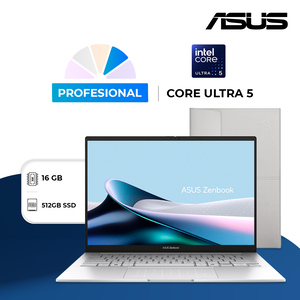 Laptop Asus Zenbook 14 Intel Core Ultra 5 Potenciado por IA 14 pulgadas 512GB SSD 16GB RAM X3405CA-QL224W Plata Incluye Funda Laptop Asus Zenbook 14 Intel Core Ultra 5 Potenciado por IA 14 pulgadas 512GB SSD 16GB RAM X3405CA-QL224W Plata Incluye Funda
