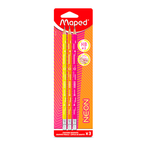 Lápiz Triangular Maped Neón HB 3 piezas Lápiz Triangular Maped Neón HB 3 piezas