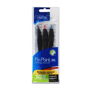 Bolígrafo Retráctil Azor Pin Point Punto Mediano 3 piezas Bolígrafo Retráctil Azor Pin Point Punto Mediano 3 piezas