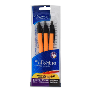 Bolígrafo Retráctil Azor Pin Point Punto Fino Tinta Negra 3 piezas Bolígrafo Retráctil Azor Pin Point Punto Fino Tinta Negra 3 piezas