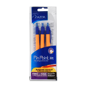 Bolígrafo Retráctil Azor Pin Point Punto Fino Tinta Azul 3 piezas  Bolígrafo Retráctil Azor Pin Point Punto Fino Tinta Azul 3 piezas