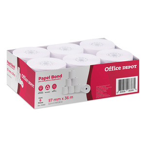 Rollos de Papel Bond Office Depot Blanco 6 piezas Rollos de Papel Bond Office Depot Blanco 6 piezas