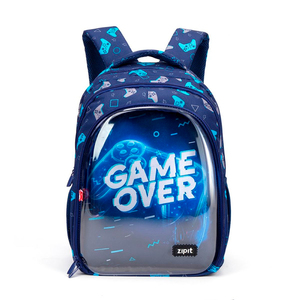Mochila Escolar Zipit 3D Game Over Azul  Mochila Escolar Zipit 3D Game Over Azul
