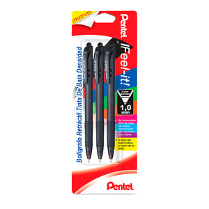 Bolígrafo Retráctil Pentel Feel-It Punta Metálica 3 piezas Bolígrafo Retráctil Pentel Feel-It Punta Metálica 3 piezas
