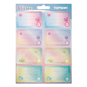 Etiquetas Escolares Top Team Glitter 16 piezas Etiquetas Escolares Top Team Glitter 16 piezas