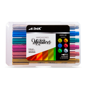 Marcadores Metálicos A-INK Punta Bala 6 piezas Marcadores Metálicos A-INK Punta Bala 6 piezas