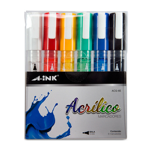 Marcadores de Acrílico A-INK Punta Bala 6 piezas Marcadores de Acrílico A-INK Punta Bala 6 piezas