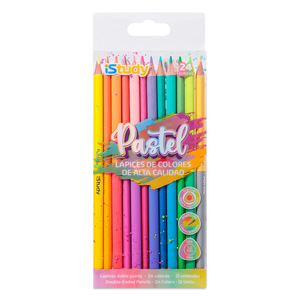 Lápices Bicolor iStudy Pastel Forma Triangular 12 piezas Lápices Bicolor iStudy Pastel Forma Triangular 12 piezas