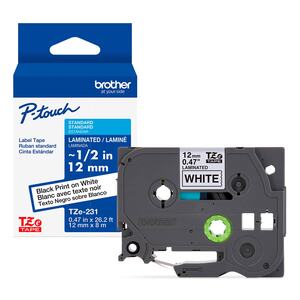Cinta Laminada Estándar para Rotulador Brother P-Touch Negro/Blanco 12 mm x 8 m Cinta Laminada Estándar para Rotulador Brother P-Touch Negro/Blanco 12 mm x 8 m