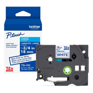 Cinta Laminada Estándar para Rotulador Brother P-Touch Azul/Blanco 18 mm x 8 m Cinta Laminada Estándar para Rotulador Brother P-Touch Azul/Blanco 18 mm x 8 m