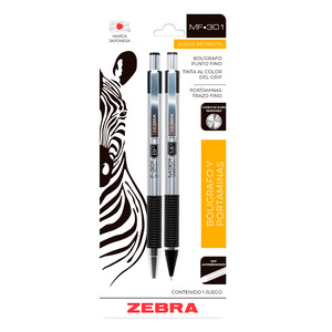 Bolígrafo Retráctil Punto Fino y Portaminas Zebra M/F-301 Acero Inoxidable Bolígrafo Retráctil Punto Fino y Portaminas Zebra M/F-301 Acero Inoxidable