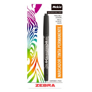 Marcador Permanente Zebra Mckie de Doble Punta Negro Marcador Permanente Zebra Mckie de Doble Punta Negro