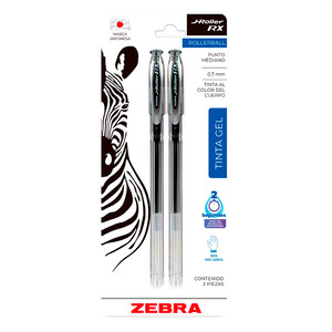 Bolígrafo de Gel Rollerball Zebra J-Roller RX Punto Mediano Tinta Negra 2 piezas Bolígrafo de Gel Rollerball Zebra J-Roller RX Punto Mediano Tinta Negra 2 piezas