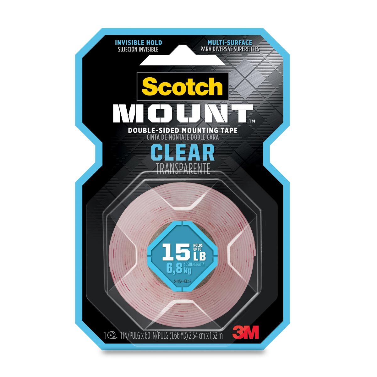 Cinta de Montaje 3M Scotch Clear / Transparente / 24 mm x 1.5 m / 1 pieza