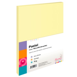 Hojas de Color Pochteca Pastel / Paquete 100 hojas / Carta / Amarillo pastel / 75 gr Hojas de Color Pochteca Pastel / Paquete 100 hojas / Carta / Amarillo pastel / 75 gr