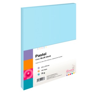 Hojas de Color Pochteca Pastel / Paquete 100 hojas / Carta / Azul pastel / 75 gr