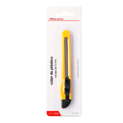 Cutter con Navaja Retráctil de 9 mm Office Depot / Plástico / Amarillo 