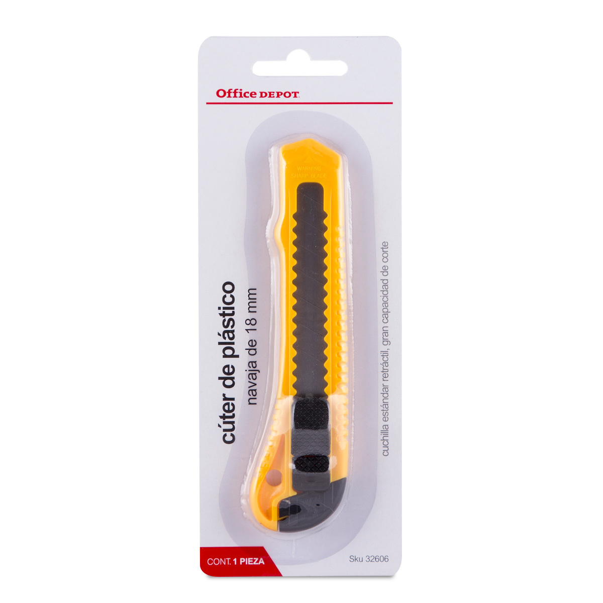Cutter con Navaja Retráctil de 18 mm Office Depot Plástico Amarillo ...
