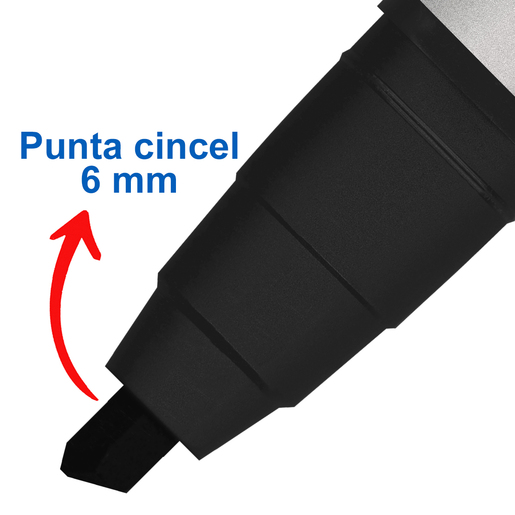 Marcador Permanente Azor Signal Xtra / Punta cincel / Negro / 12 piezas
