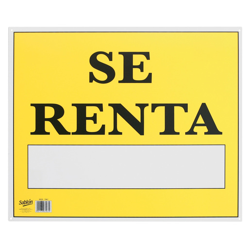 Letrero Se Renta Sablón 34 x 50 cm