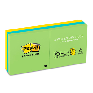 Notas Adhesivas 3M Post-It Pop-Up Jaipur / Colores surtidos / 7.6 x 7.6 cm Notas Adhesivas 3M Post-It Pop-Up Jaipur / Colores surtidos / 7.6 x 7.6 cm