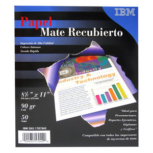 Papel Fotográfico IBM Mate Recubierto 17RT943 / 50 hojas / Carta / 90 gr Papel Fotográfico IBM Mate Recubierto 17RT943 / 50 hojas / Carta / 90 gr