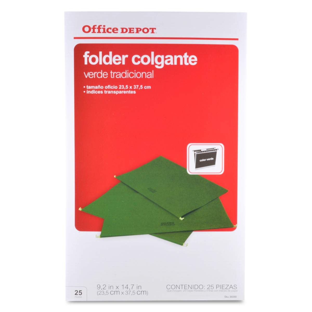 Folders Oficio Colgantes Office Depot Verde 25 piezas | Office Depot Mexico