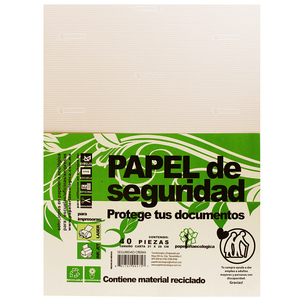 Paquete de Papel de Seguridad Papelería Ecológica 5372 / 40 hojas / Carta / Crema