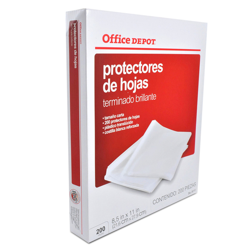 Protectores de Hojas Carta Office Depot / Traslúcido brillante / 200 piezas