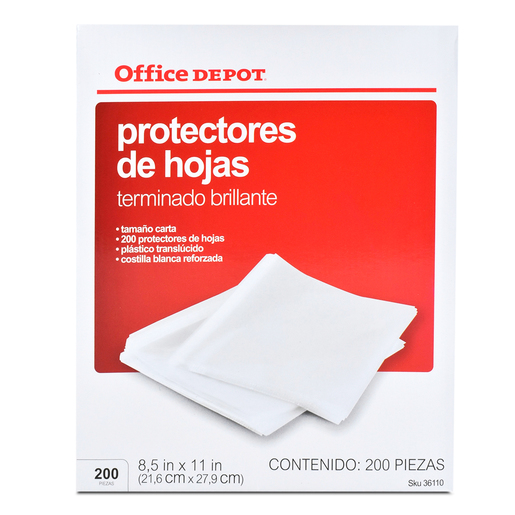 Protectores de Hojas Carta Office Depot / Traslúcido brillante / 200 piezas