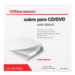 SOBRE DE PAPEL OFFICE DEPOT (CD/DVD  100 PZS.)